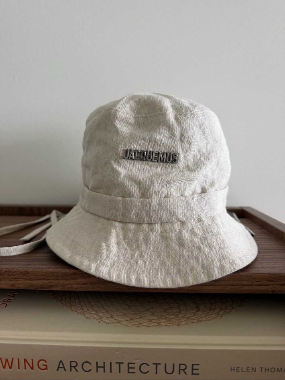 Jacquemus Beige cotton Tie detail Bucket Hat nwot